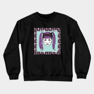 Rockabilly Punk Purple Ponytail Girl Crewneck Sweatshirt